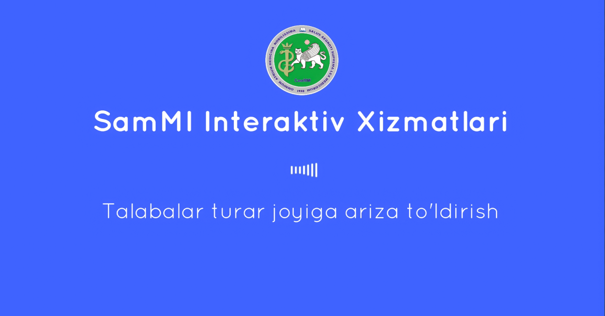 Talabalar turar joyiga ariza to'ldirish - Video qo'llanma