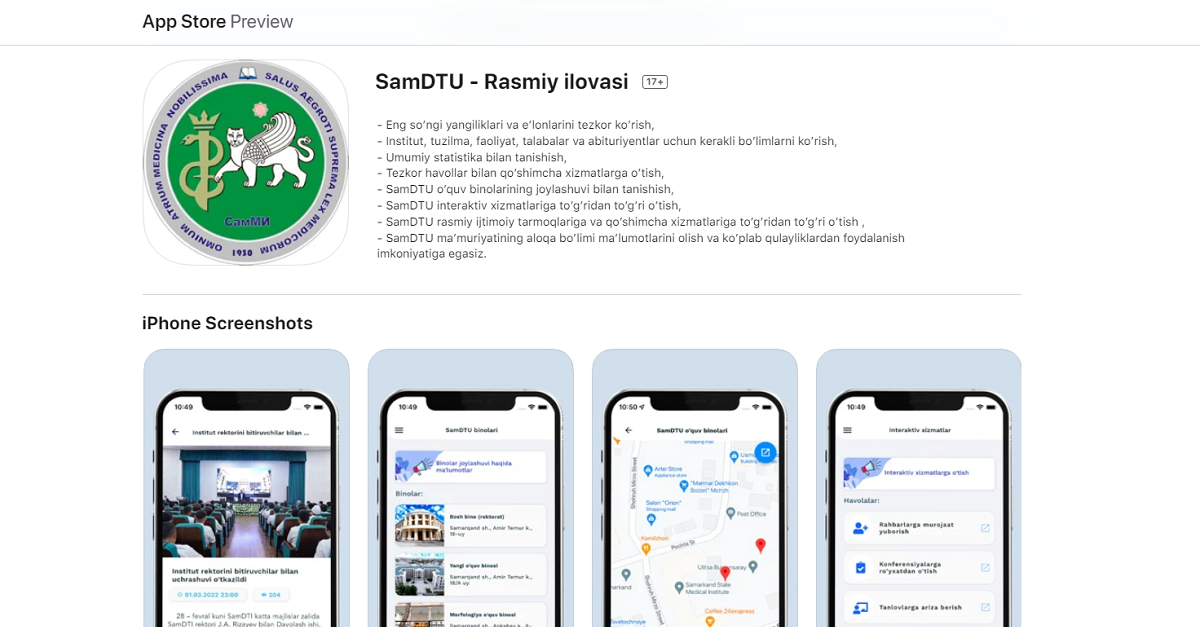 Endilikda SamDTI iOS rasmiy mobil ilovasidan ham foydalanish mumkin!