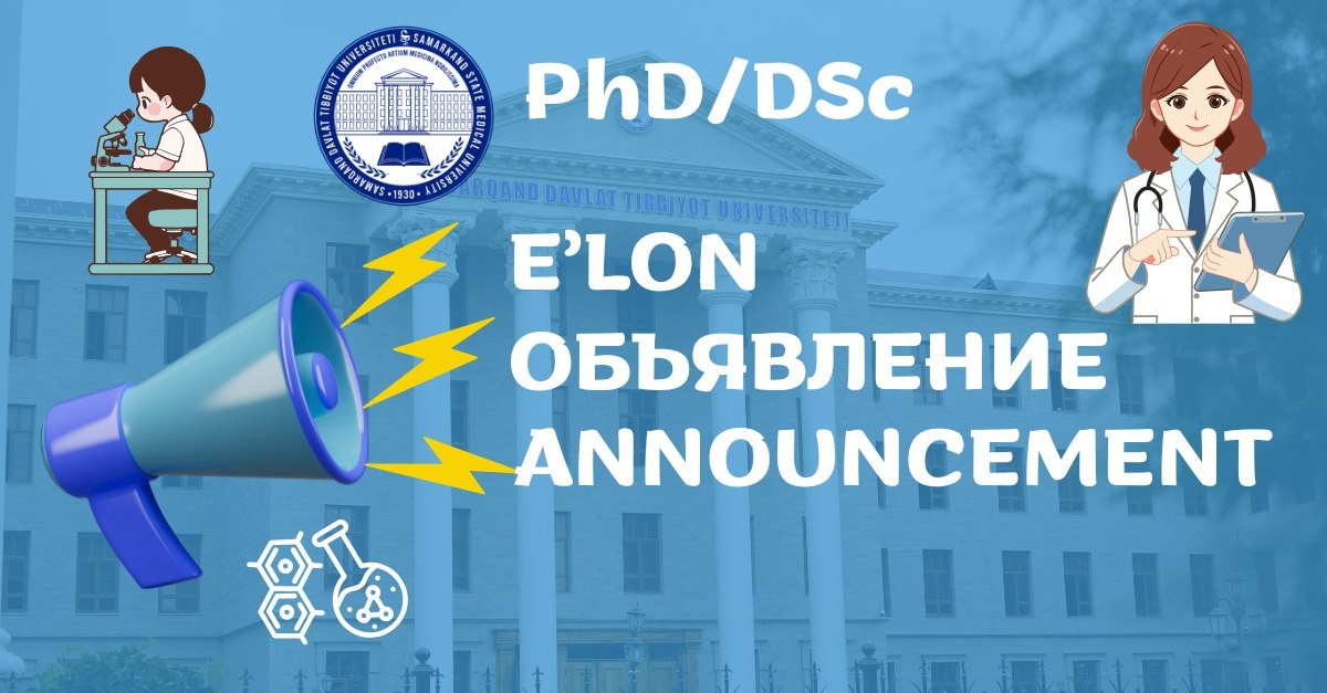 ​Raupova Kamola Musinovnaning tibbiyot fanlari bo‘yicha falsafa doktori (PhD) dissertatsiya ishi himoyasi to‘g‘risida
